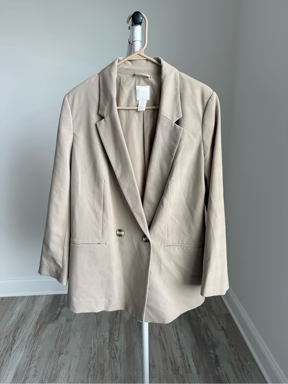Oversized H&M Beige Double-Breasted Women's Blazer Jacket